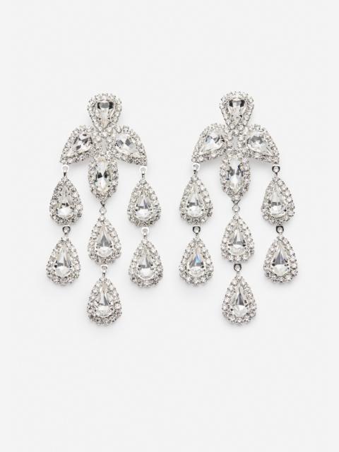 Teardrop crystal chandelier earrings in silver