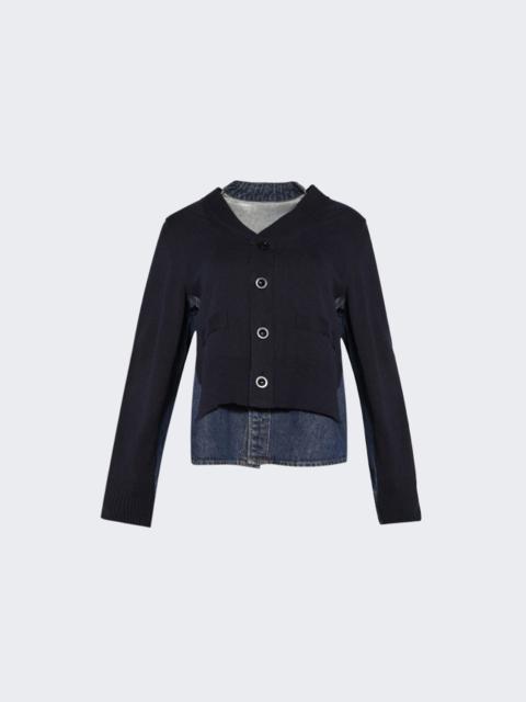 Denim X Knit Cardigan Blue