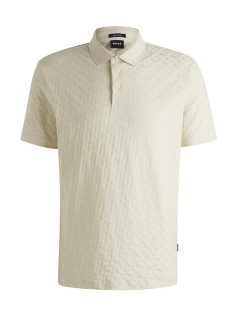 COTTON POLO SHIRT WITH TONAL MONOGRAM JACQUARD