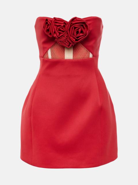 Cutout wool-blend bustier dress