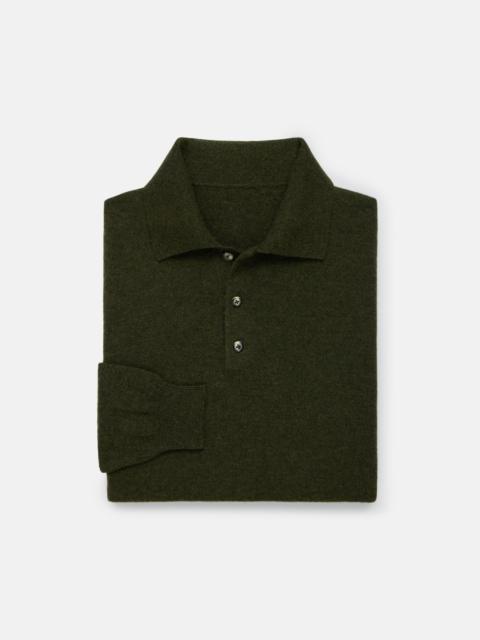 MADE-IN-ITALY CASHMERE LONG SLEEVE POLO - GREEN