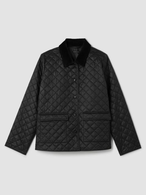 Eggshell Recycled Nylon Quilted Classic Collar Jacket