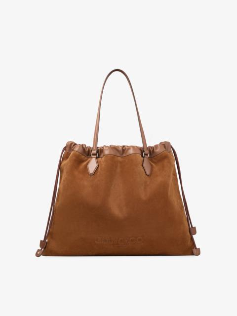 Drawstring Tote L
Tan Suede and Smooth Calf Leather Tote with Jimmy Choo Logo