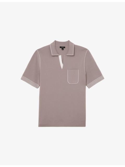 Newbury Contrast-Stitch Stretch-Knit Polo Shirt