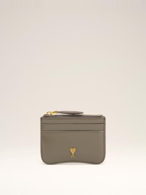 GREY GLAZED LEATHER PARIS PARIS ZIPPED CARD HOLDER