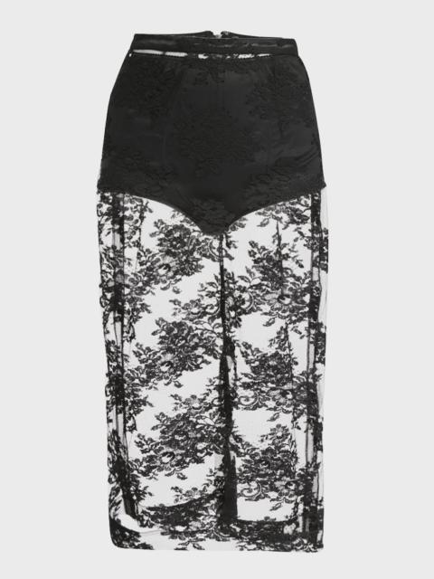 Pizzo Chantilly Lace Midi Skirt