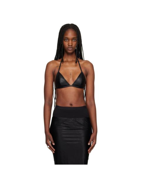 Black Temple Waxy Lamb Leather Bra