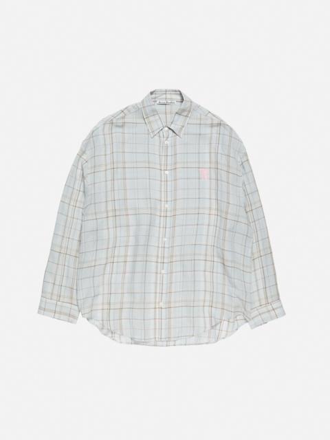 Linen check button-up - Grey/pink
