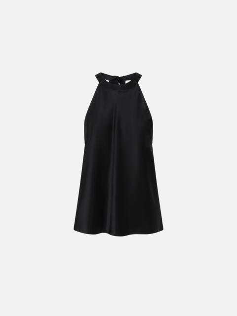 SATIN AND GEORGETTE TOP WITH BOW