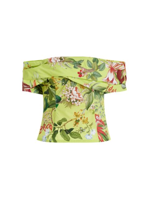 Exclusive Painted Poppies Cotton Poplin Off-The-Shoulder Top multi