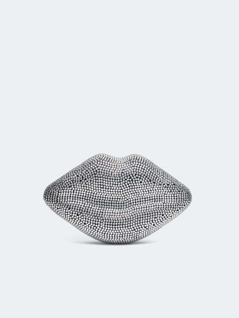 Crystal Lip Clutch in Black/Clear