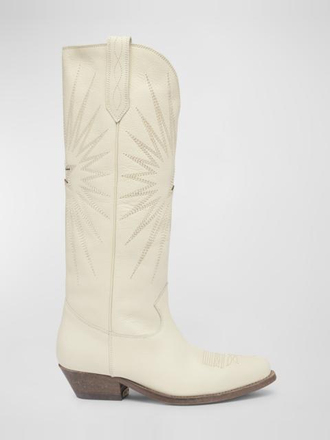 Wish Star Knee Leather Cowboy Boots