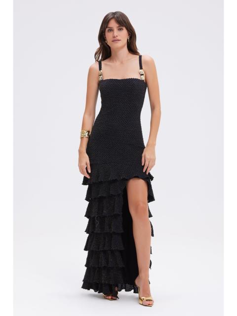 GAVEA MESH FLUTTER MIDI DRESS
