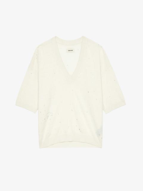 Wully White Rhinestone Sweater