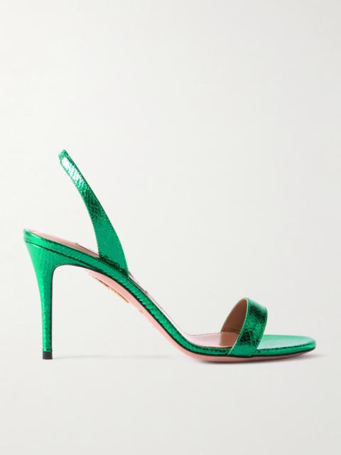 So Nude 85 Metallic Snake-effect Leather Slingback Sandals