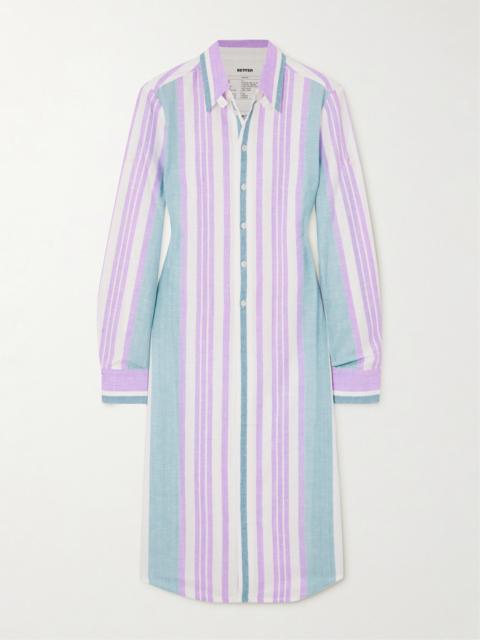 Lorca Striped Linen Midi Shirt Dress
