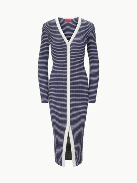 STAUD SHOKO SWEATER NAVY MICRO STRIPE