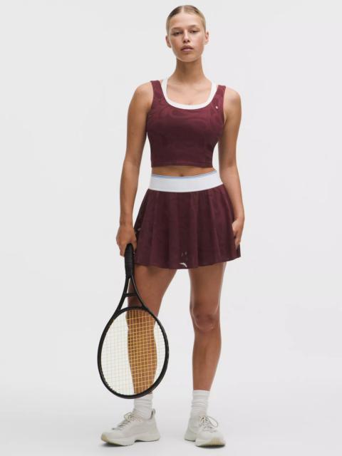 Paisley-Mesh High-Rise Tennis Skirt