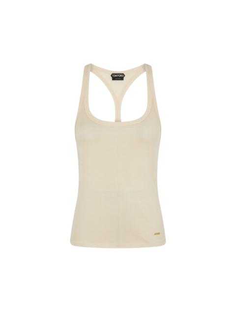 MICRO-RIB SILK JERSEY RACERBACK TANK TOP