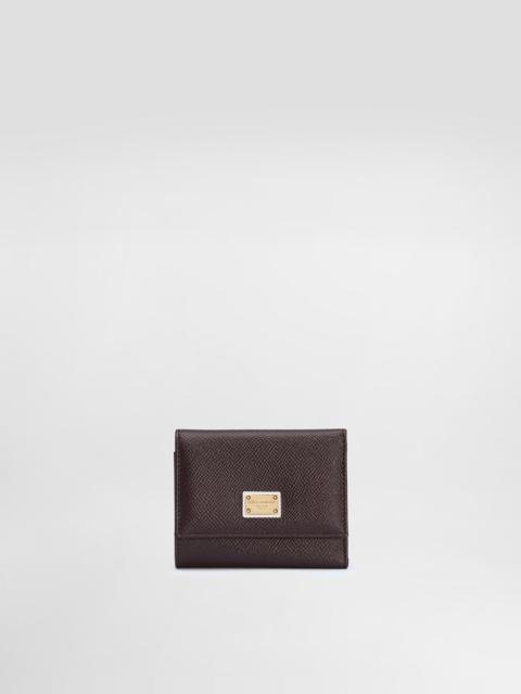 Dauphine calfskin wallet with branded tag