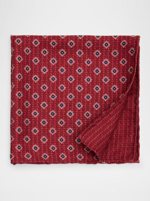 Men's Medallion-Print Silk Pocket Square