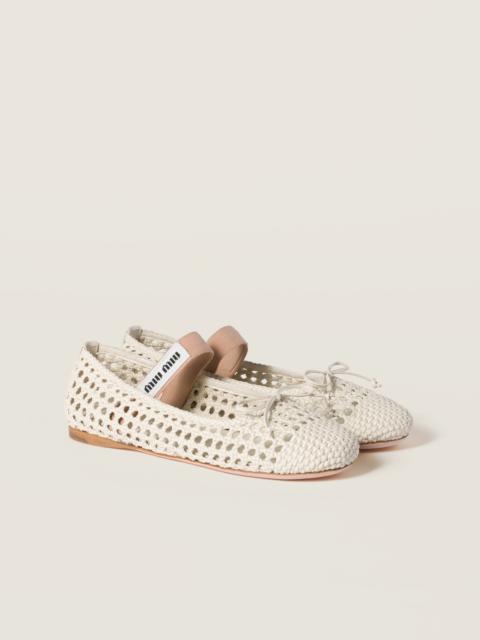 Woven nappa leather ballerinas
