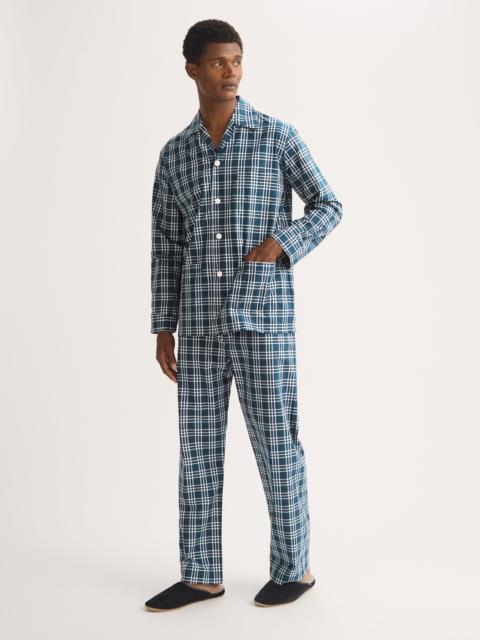 Men's Classic Fit Pajamas Barker Cotton French Blue & White Check