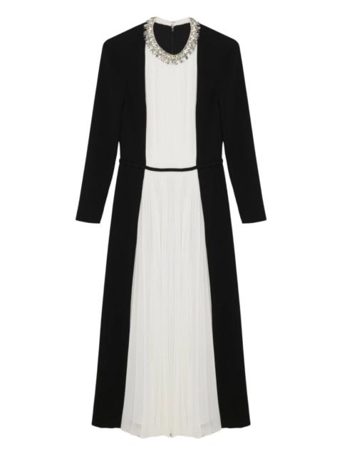 embellished pleated midi day dress