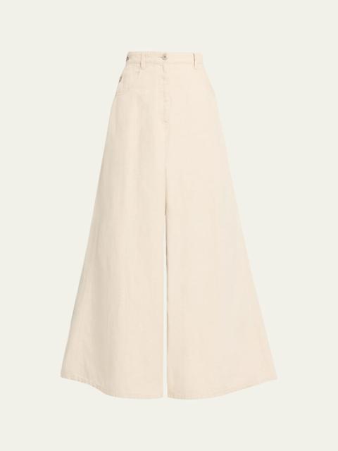 Garment Dyed Twill Maxi Wide-Leg Jeans