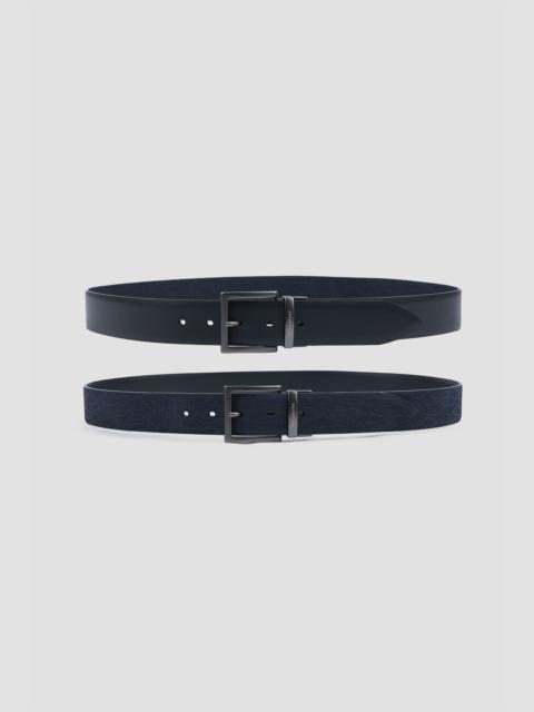 REVERSIBLE LEATHER BELT WITH SHARKS PATTERN