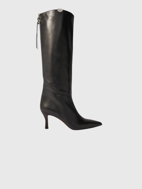 Pointed-toe leather boots