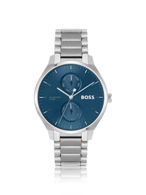 BLUE-DIAL WATCH WITH STAINLESS-STEEL LINK BRACELET