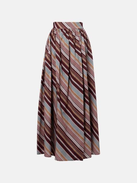 Striped cotton-blend maxi skirt