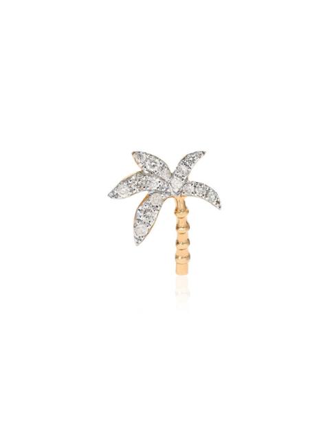 18K Gold Diamond Single Earring white