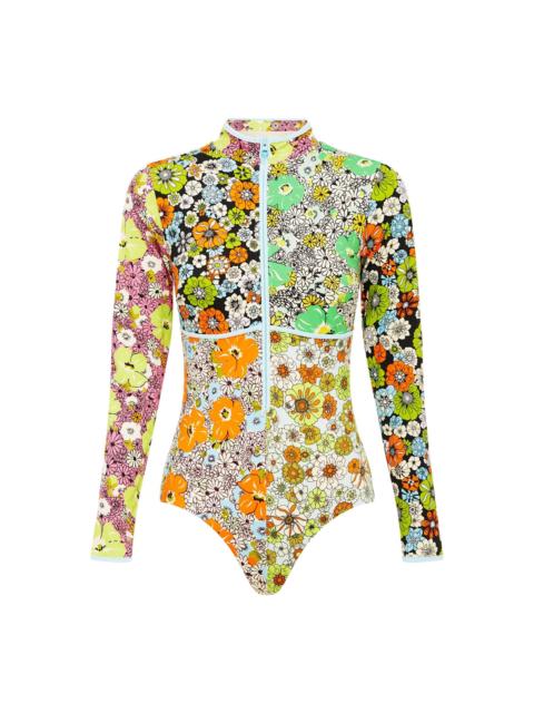 Orange Blossom Zip Front One Piece