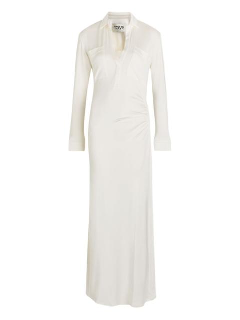 pockets-chest collared maxi dress