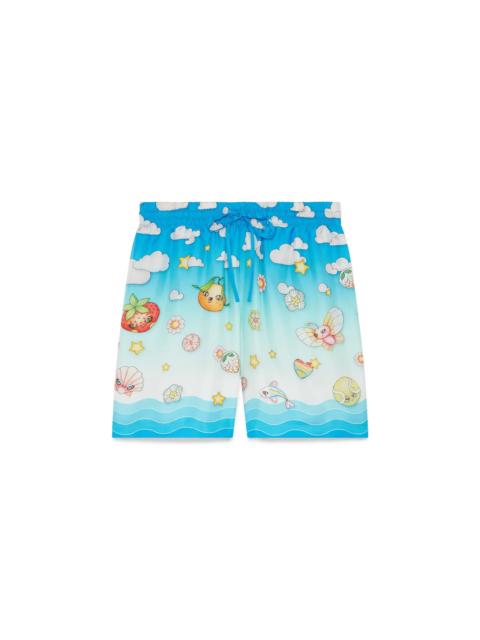 Kawaii Motif Silk Twill Shorts | Casablanca Paris