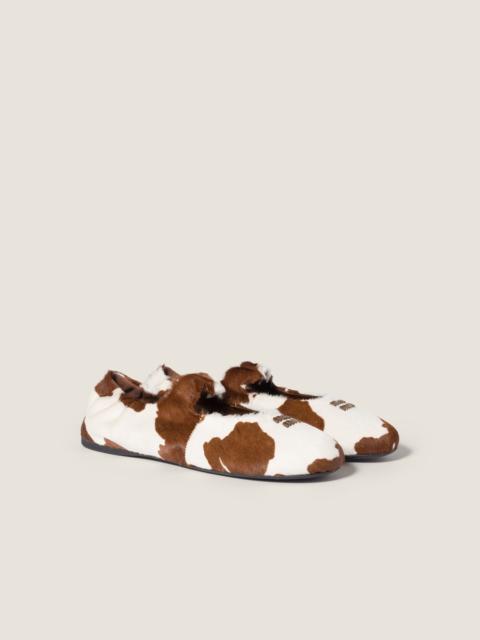 Ruches printed leather ballerinas