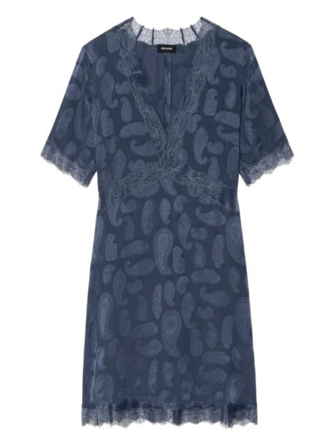 paisley-pattern V-neck dress