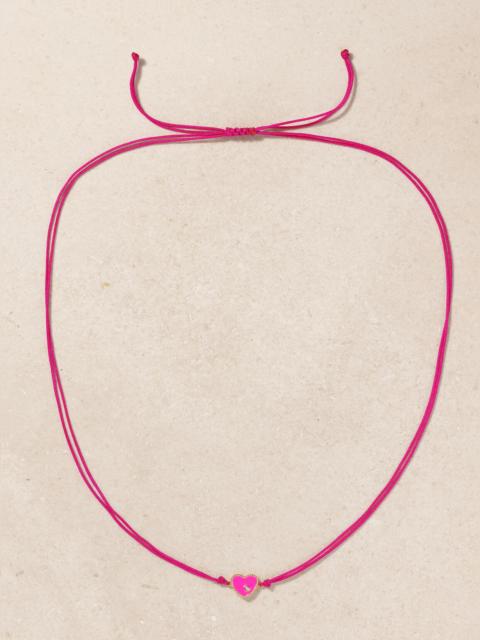 9-karat Gold, Cord, Enamel And Diamond Necklace