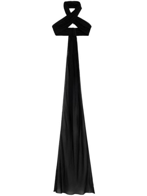 sash silk cropped top