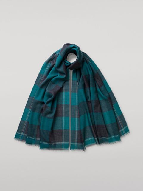 Carnbee Large Gingham Green Cashmere Scarf