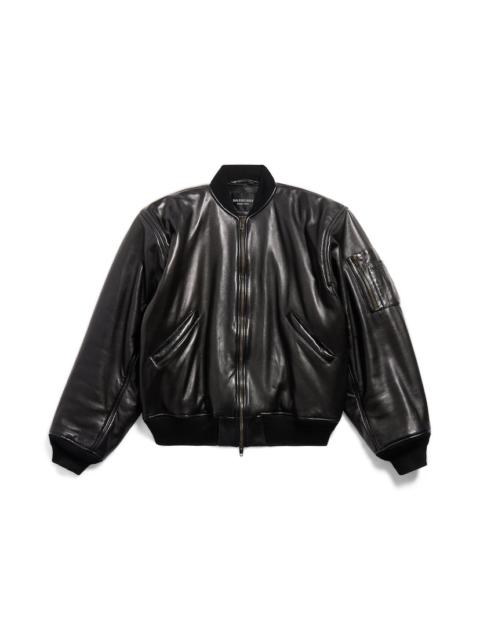 Bomber Leather Jacket in Black