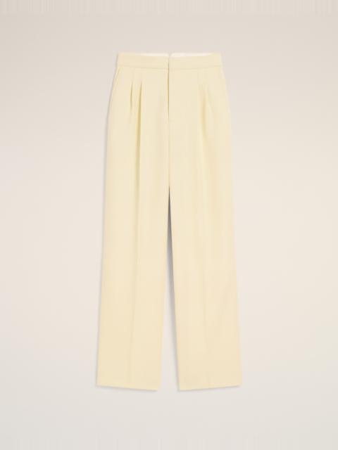 YELLOW WOOL HIGH WAIST LARGE TROUSERS