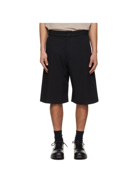 Black Belted Curved Shorts