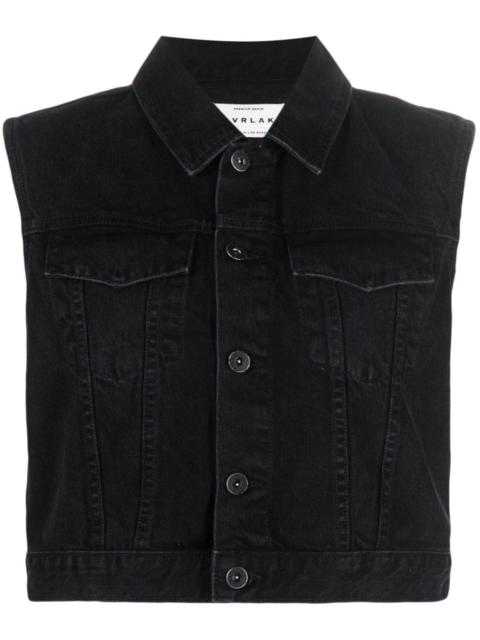Caroline spread-collar denim vest