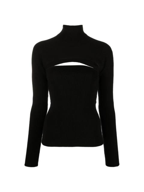 cut-out virgin wool-blend jumper