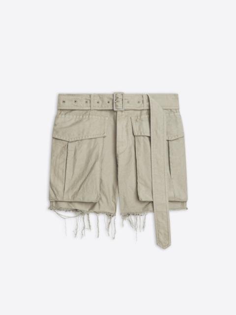 BELTED COTTON SHORTS