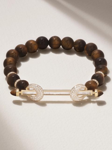 Chakra 18-karat Gold, Tiger's Eye And Diamond Bracelet