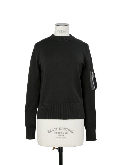 Nylon Twill x Cotton Knit Pullover